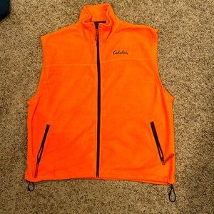 Cabelas Bright Orange Hunting Winter Vest Mens Size Large